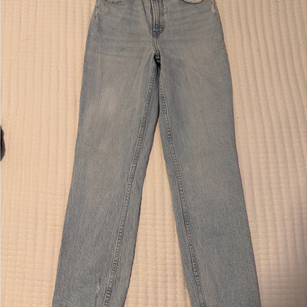 Abercrombie & Fitch Women's Light Blue Straight Leg Jeans